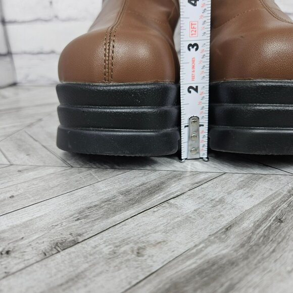 Chunky Platform Brown Faux Leather Boots Lug Sole Womens 9 Bratz Style 4" heel - Picture 4 of 16
